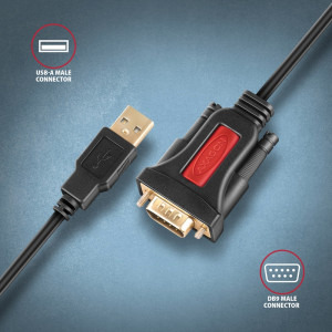 AXAGON USB 2.0 tip A Male - Serial Male, 1.5m, negru