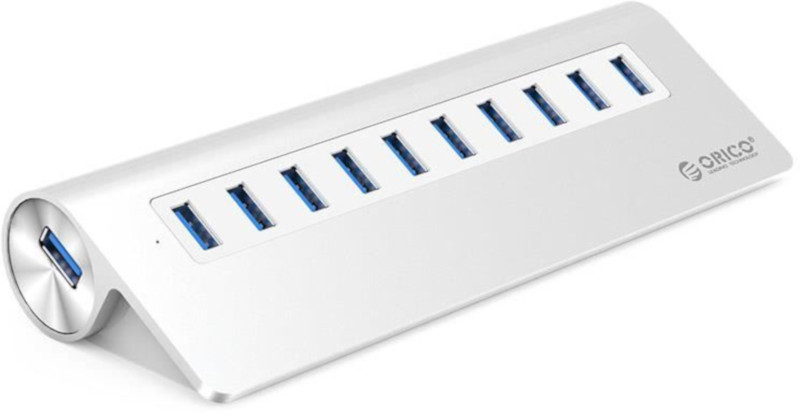 Hub USB Orico M3H10 V1, 10 porturi, USB 3.0, argintiu
