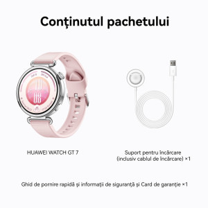 Huawei Watch GT 7, 41mm Steel Stainless Steel case cu Pink Fluoroelastomer Strap