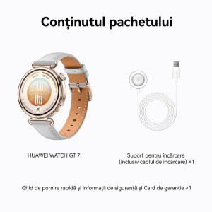 Huawei Watch GT 7, 41mm Steel Stainless Steel case cu Grey Composite Leather Strap