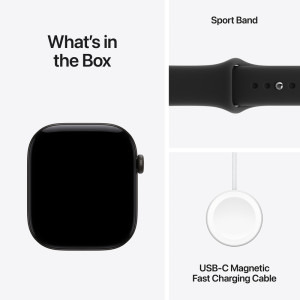 Apple Watch Series 12, GPS, 46mm Carcasa Aluminium Black, Black Sport Band - M/L