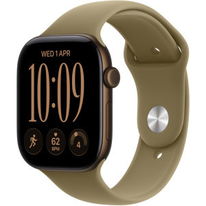 Apple Watch Series 12, GPS, 46mm Carcasa Aluminium Dark Bronze, Olive Sport Band - S/M