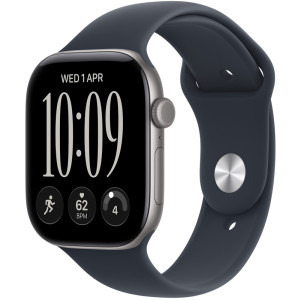 Apple Watch Series 12, Cellular, GPS, 42mm Carcasa Aluminium Space Grey, Navy Blue Sport Band - S/M