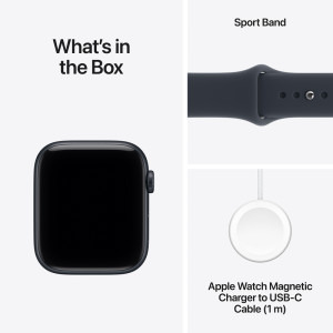Apple Watch SE 3 (2025), GPS, 40mm Aluminium Midnight cu Navy Blue Sport Band - S/M