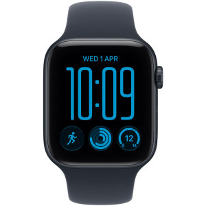 Apple Watch SE 3 (2025), GPS, 44mm Aluminium Midnight cu Navy Blue Sport Band - M/L