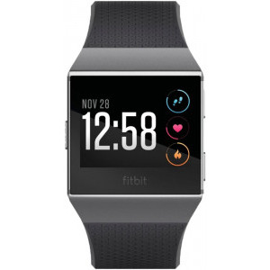Fitbit Ionic, gri inchis, curea silicon gri inchis, Bluetooth, NFC, GPS, sezor HR, (pachetul include doua curele: marime M + marime L)