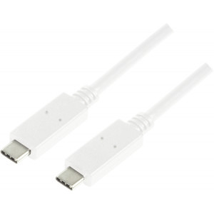 Cablu de date / adaptor Logilink USB-C Male la USB-C Male, 0.5 m, White, amperaj maxim suportat 3A