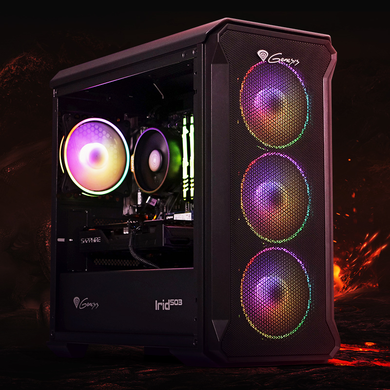 PC Gaming Balaur by HyperX, AMD Ryzen 5 2600 3.4GHz, 16GB DDR4, 500GB SSD, RX 5500 XT 8GB GDDR6, Iluminare RGB