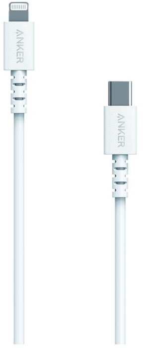 Cablu de date / adaptor Anker PowerLine Select, USB-C Male la Lightning Male, MFi, 0.91 m, White