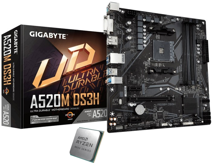Procesor AMD Ryzen 3 4300GE 3.5GHz + GIGABYTE A520M DS3H (Starter KIT)