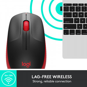 Logitech M190, Wireless, Red