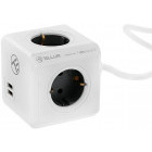 Priza/prelungitor Tellur PowerCube, 2x USB, 4x Schuko, 1.5 m, White