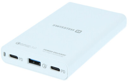 Incarcator retea GSM Swissten Adaptor, 2x USB-C, 1x USB, 60W, White cu tehnologia Quick Charge 3.0