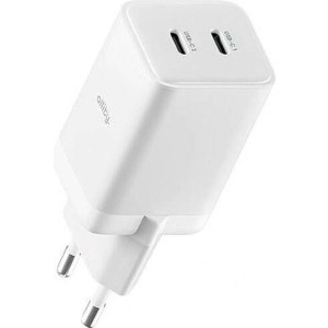 Incarcator retea Allity ATC-01-45WCC, 2x USB-C, Quick Charge 45 W, GaN, White