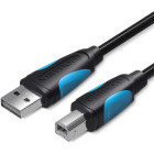 Cablu periferice Vention VAS-A16-B800, USB tip A 2.0 Male la USB tip B 2.0 Male, 8 m, Negru