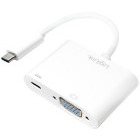 Adaptor Logilink 1x USB-C Male - 1x VGA + 1x USB-C Female, Alb