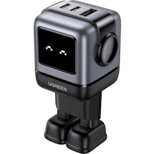 Incarcator retea Ugreen CD361, 2x USB-C, 1x USB, Quick Charge 65 W, GaN, Display, Grey
