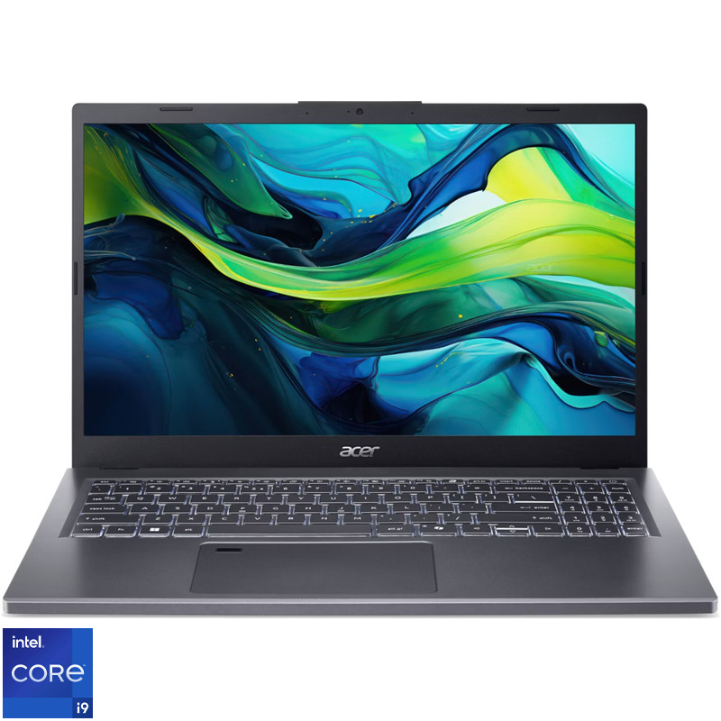 Laptop Acer 15.6'' Aspire 15 A15-51M, FHD IPS, Procesor Intel® Core™ i9-13900H (24M Cache, up to 5.40 GHz), 32GB LPDDR5, 1TB SSD, Intel Iris Xe, No OS, Steel Gray