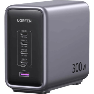 Ugreen CD333, 4x USB-C, 1x USB, Quick Charge 300 W, GaN, Grey
