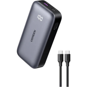 Baterie externa Ugreen PB502, 10000 mAh, 1x USB, 1x USB-C, 30 W, Display, Grey