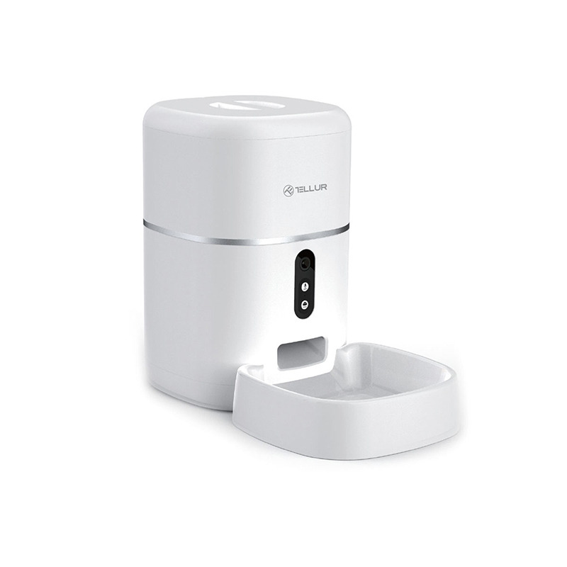 Tellur Dispenser hrana animale WiFi Smart, Camera UltraHD, 4L, Alb