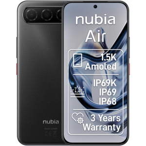 Smartphone ZTE Nubia Air 5G, 1.5K AMOLED, 256GB, 8GB RAM, Dual SIM, 50MP AI Camera, Titanium Black