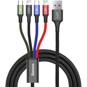 Baseus Fast, USB Male la USB-C Male & MicroUSB Male & Lightning Male, 1.2 m, Black