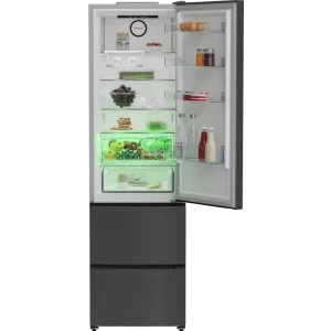 Beko B5RGNA355HXBR, 351 L, Clasa D, No Frost, ProSmart Inverter, HarvestFresh, AeroFlow, Control electronic, 203 cm, Dark Inox
