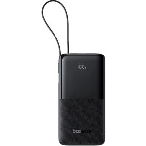 Baterie externa Baseus Bipow 2 Digital, 20000 mAh, 1x USB, 1x USB-C, 20 W, Display, Cablu USB-C integrat, Black