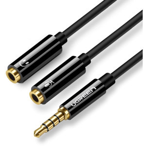 Ugreen AV141, Jack 3.5 mm Male - 2x Jack 3.5 mm Female, 0.2m, negru