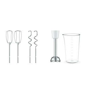 Tefal Mixer de mana Prep'Mix HT461138, 500W, 5 viteze, Turbo, 2 accesorii pentru aluat, 2 teluri, picior pasator, alb