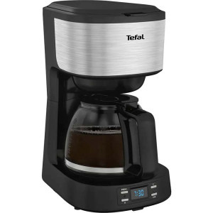 Tefal Equinox CM520D10, capacitate 1.2L, timer digital, functie pastrare la cald, comutator ON/OFF iluminat, sistem antipicurare, suport detasabil filtru, negru/inox