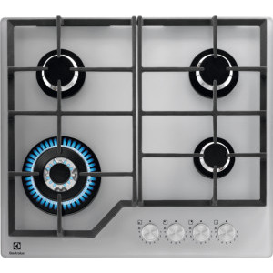 Electrolux KGG64362S, Gaz, 4 arzatoare, Aprindere electrica integrata, Dispozitiv siguranta, Gratare fonta, 60 cm, Argintiu