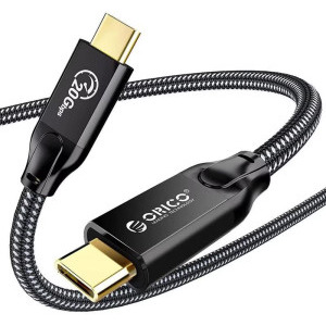 Cablu de date / adaptor Orico CM32, USB-C Male la USB-C Male, 1 m, Black, amperaj maxim suportat 5A