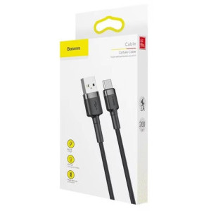 Baseus Cafule CATKLF-BG1, USB Male la USB-C, 3A, 1 m, Black/Grey, amperaj maxim suportat 3A