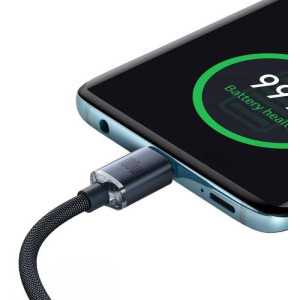 Baseus Crystal Shine Series CAJY000601, USB-C Male la USB-C Male, 100W, 1.2 m, Black, amperaj maxim suportat 3A