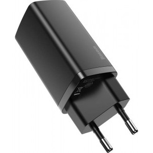 Baseus GaN2 Lite, Quick Charge 63W, 1x USB, 1x USB-C, Black