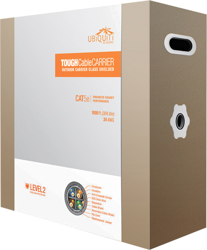 Cablu retea Ubiquiti Tough Carrier CAT5e, 24 AWG, Outdoor Shielded, 305m, Grey