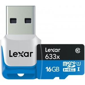 Lexar Micro SDHC HP UHS-I 633x 16GB Clasa 10 + Card Reader USB 3.0
