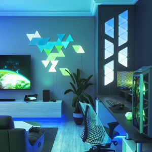 Nanoleaf Starter Kit Shapes Triangles, Wi-Fi, LED, RGB compatibil Apple HomeKit, Google Assistant, 15 panouri