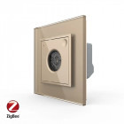 Senzor smart Livolo Senzor Control Sunet si Lumini cu Rama din Sticla, Protocol Zigbee, Auriu