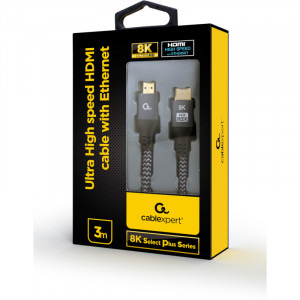 Gembird Select Plus, HDMI Male - HDMI Male, v2.1, 3m, negru-gri