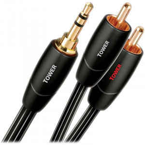 Audioquest Tower, Jack 3.5 mm Male - 2x RCA Male, 3m, negru-alb