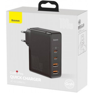 Baseus Gan2 Pro, Super Quick Charger 100W, 2x USB, 2x USB-C, Black
