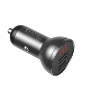 Baseus Digital Display, 2x USB, 24W, Grey + cablu 3 in 1