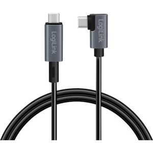 Cablu de date / adaptor Logilink CU0182, USB-C Male la USB-C Male, Angled, 100 W, 1 m, Black