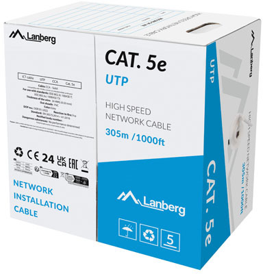 Cablu retea Lanberg CAT5e Stranded Cable UTP 305 m Grey