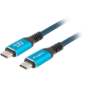 Cablu periferice Lanberg USB-C 4.0 Male la USB-C 4.0 Male, 1 m, DP Alt Mode, PD 240 W, Negru/Albastru