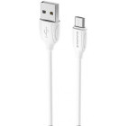Cablu de date / adaptor Borofone BX19, USB Male la microUSB Male, 1 m, White