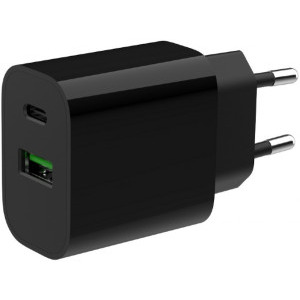 Gembird TA-UC-PDQC20-01-BK, 1x USB-C, 1x USB, Quick Charge 20 W, Black